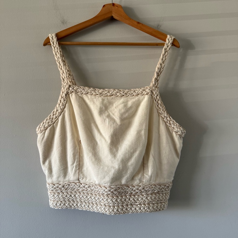 Pilcro Anthtropologie Denim Cropped Top Size XL Sleeveless Western Boho Festival